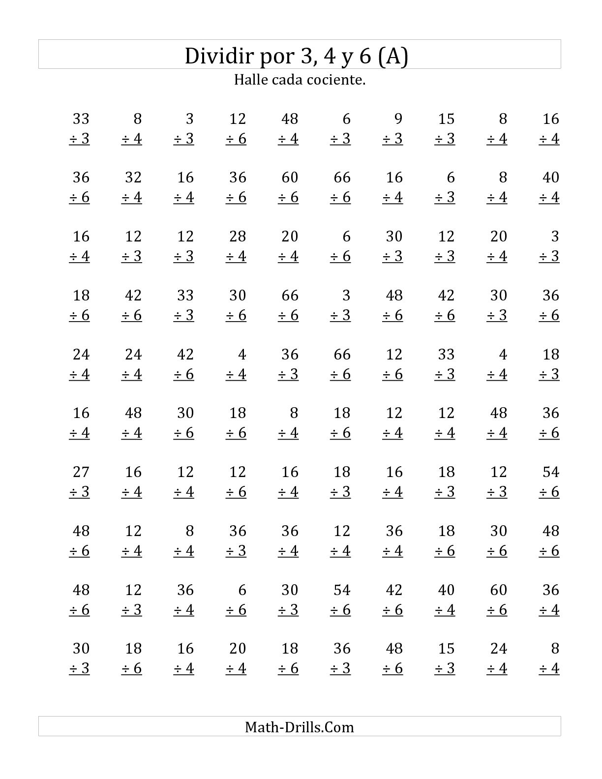 Multiplication And Division Worksheet Printable