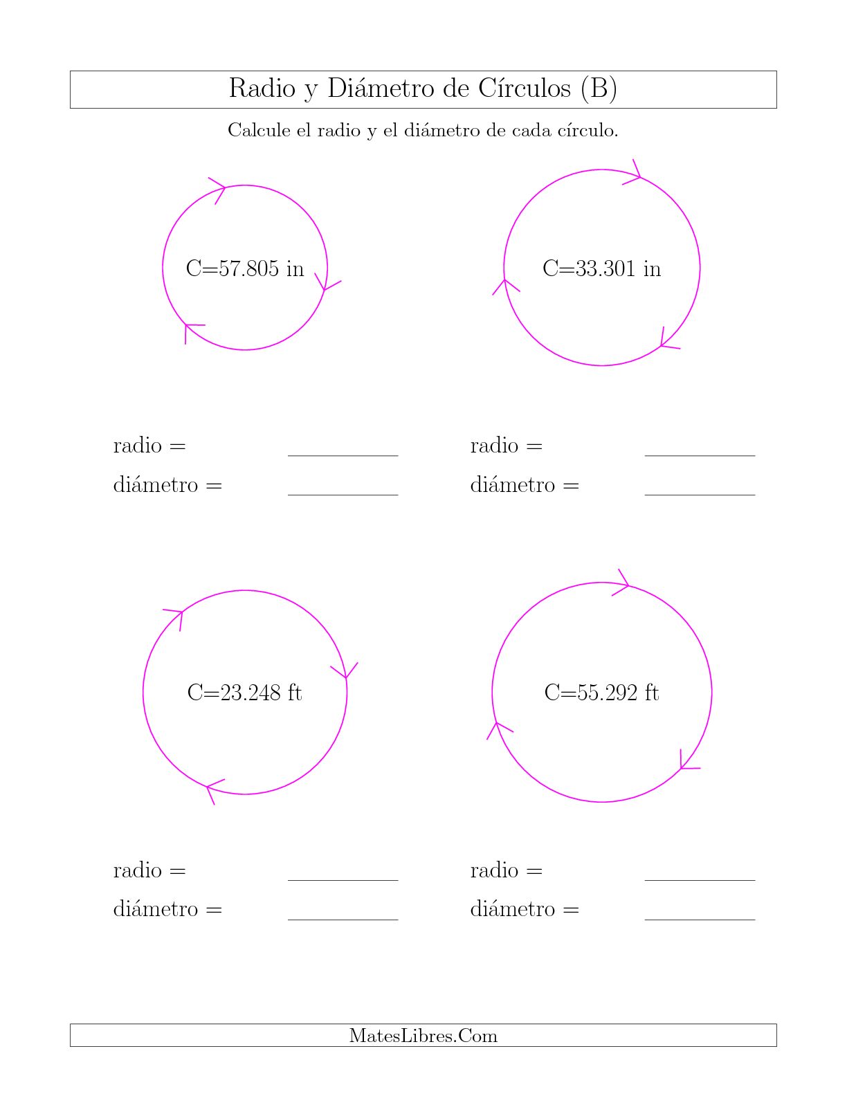 Calcular El Radio Y El Diámetro De Círculos A Partir De La ...