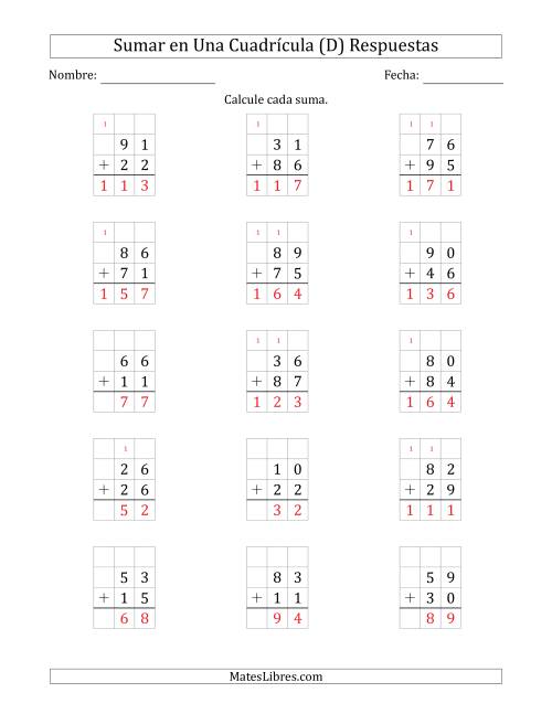 La hoja de ejercicios de Sumar Un Número de Dos Dígitos y Un Número de Dos Dígitos en Una Cuadrícula (D) Página 2
