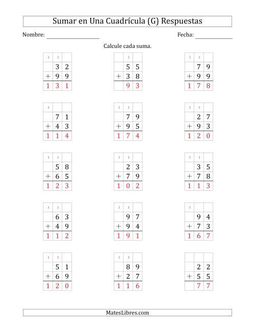 La hoja de ejercicios de Sumar Un Número de Dos Dígitos y Un Número de Dos Dígitos en Una Cuadrícula (G) Página 2