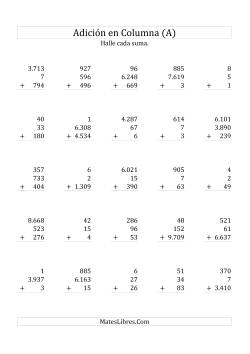 Suma en Columna, Tres Números de Varios Dígitos