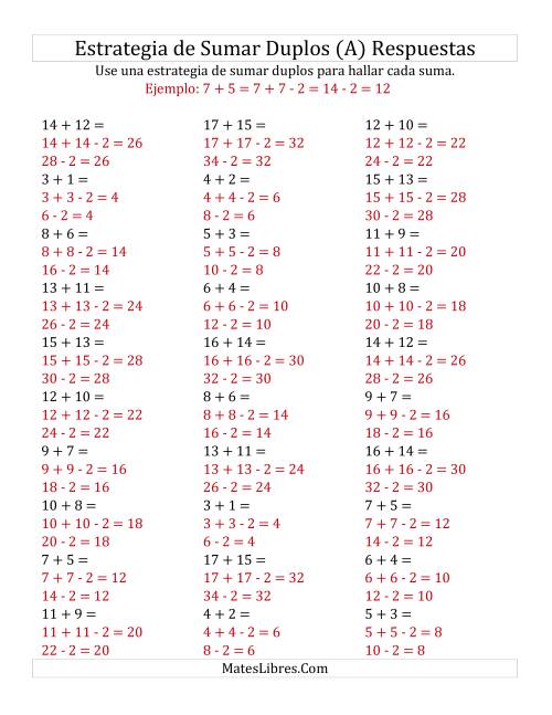 La hoja de ejercicios de Sumar Duplos Menos Dos (Medio) (Todas) Página 2