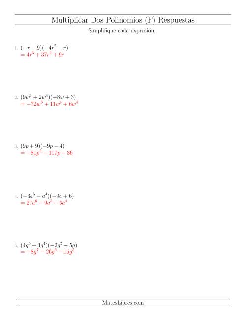 La hoja de ejercicios de Multiplicar Dos Binomios (F) Página 2