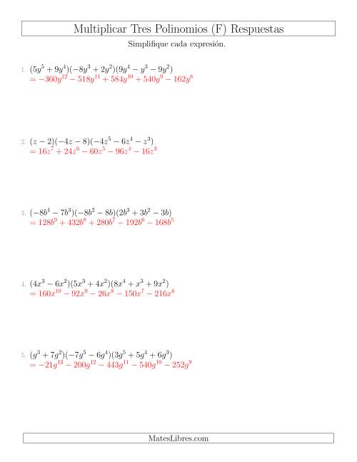 La hoja de ejercicios de Multiplicar Dos Binomios por un Trinomio (F) Página 2