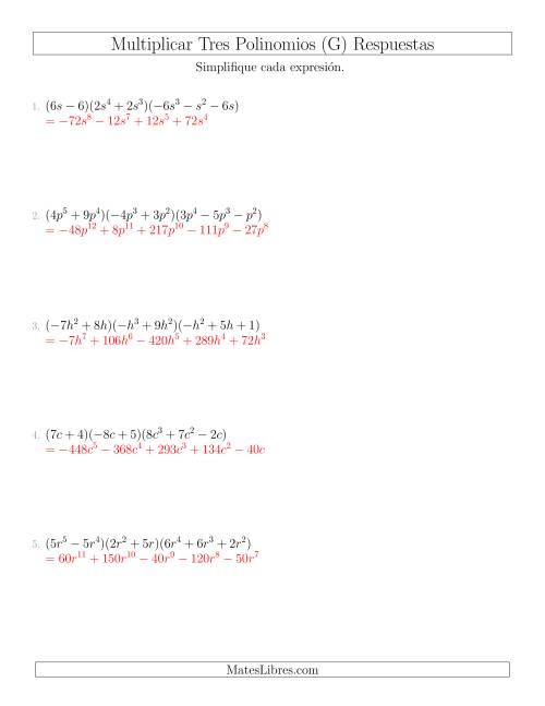 La hoja de ejercicios de Multiplicar Dos Binomios por un Trinomio (G) Página 2
