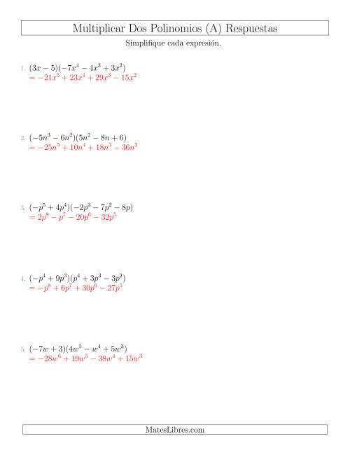 La hoja de ejercicios de Multiplicar un Binomio por un Trinomio (A) Página 2