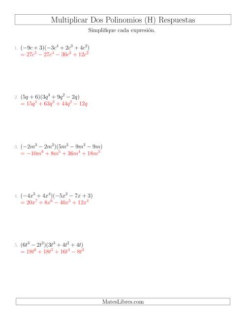 La hoja de ejercicios de Multiplicar un Binomio por un Trinomio (H) Página 2
