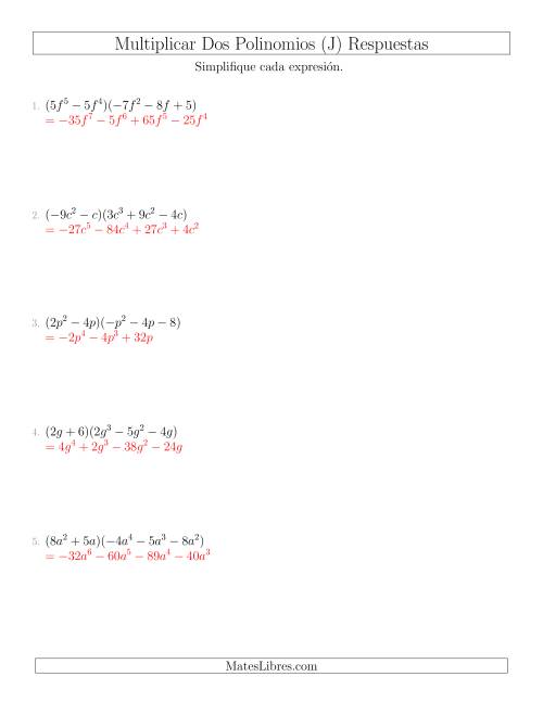 La hoja de ejercicios de Multiplicar un Binomio por un Trinomio (J) Página 2