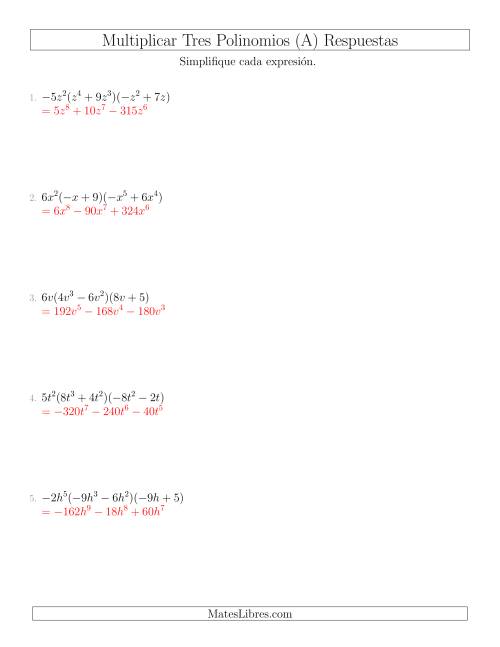 La hoja de ejercicios de Multiplicar un Monomio por Dos Binomios (A) Página 2