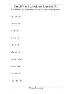 Simplificar Expresiones Lineales con Tres Términos