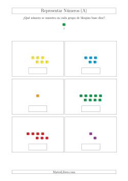 Representar números hasta 9 con bloques base diez (Tamaño A4)