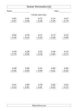 Sumar Centésimas con 0 delante del Decimal