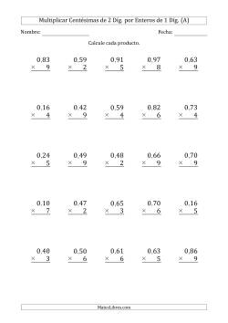 Multiplicar Centésimas de 2 Díg. por Enteros de 1 Díg.