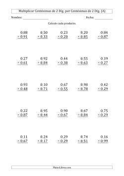 Multiplicar Centésimas de 2 Díg. por Centésimas de 2 Díg.