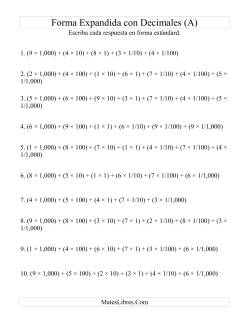 Llevar de Forma Expandida a Forma Estándar -- Cuatro Dígitos Delante del Decimal, Tres Dígitos Detrás