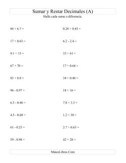 Sumar y Restar Centésimas