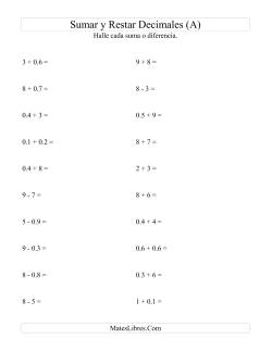Sumar y Restar Décimas