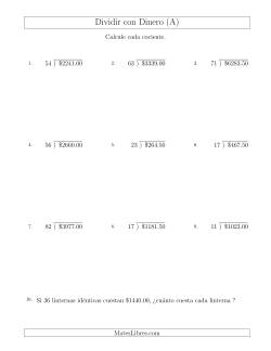 Dividir Cantidades de Dólares en Incrementos de 50 Centavos por Divisores de Dos Dígitos