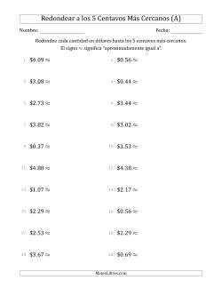 Redondear a la cantidad múltiplo de 5 centavos más cercana