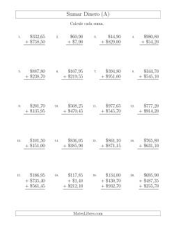 Sumar Pesos Mexicanos con Cantidades hasta $1000 con Incrementos de 5 Centavos