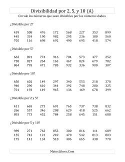 Reglas de Divisibilidad por 2, 5 y 10