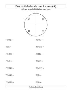 Hallar la Probabilidad de Un Giro de Peonza (4 Segmentos)