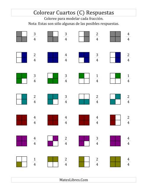 La hoja de ejercicios de Colorear Modelos de Cuartos (C) Página 2