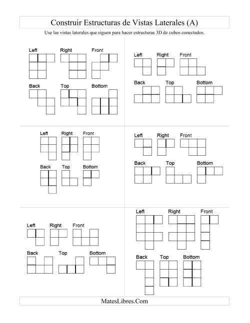 La hoja de ejercicios de Construir Estructuras de Cubos Conectados a Partir de Vistas Laterales (Todas)