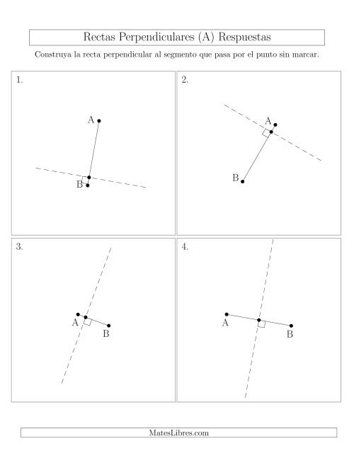 La hoja de ejercicios de Construir Líneas Perpendiculares a Través de Puntos sobre el Segmento con Diferentes Ángulos (A) Página 2