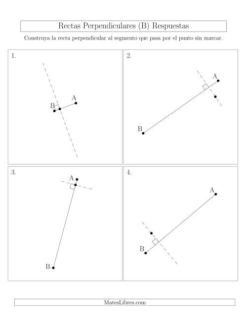 La hoja de ejercicios de Construir Líneas Perpendiculares a Través de Puntos fuera del Segmento con Diferentes Ángulos (B) Página 2