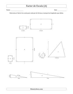 Determine el Factor de Escala de Dos Figuras y las Longitudes que Faltan (Factores de Escala en Intervalos de 0.5)