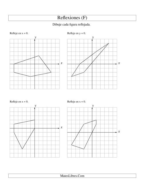 La hoja de ejercicios de Reflexión de 5 Vértices Sobre el Eje x ó y (F)