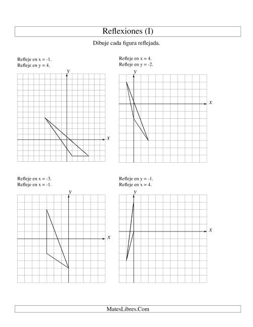 La hoja de ejercicios de Reflexión en Dos Pasos de 3 Vértices Sobre Varios Ejes (I)