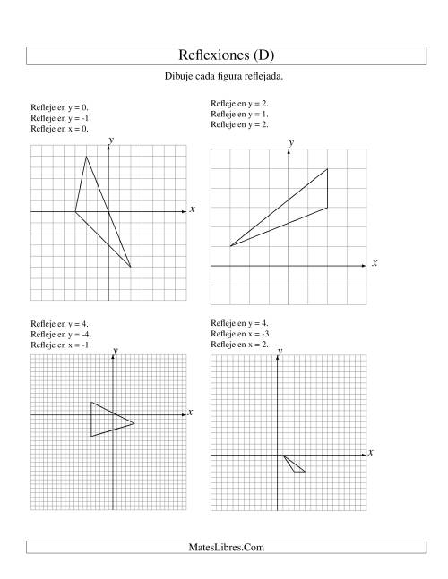 La hoja de ejercicios de Reflexión en Tres Pasos de 3 Vértices Sobre Varios Ejes (D)