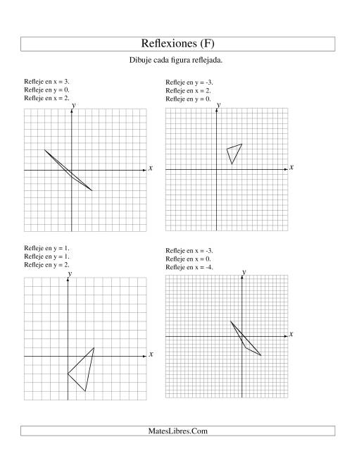 La hoja de ejercicios de Reflexión en Tres Pasos de 3 Vértices Sobre Varios Ejes (F)