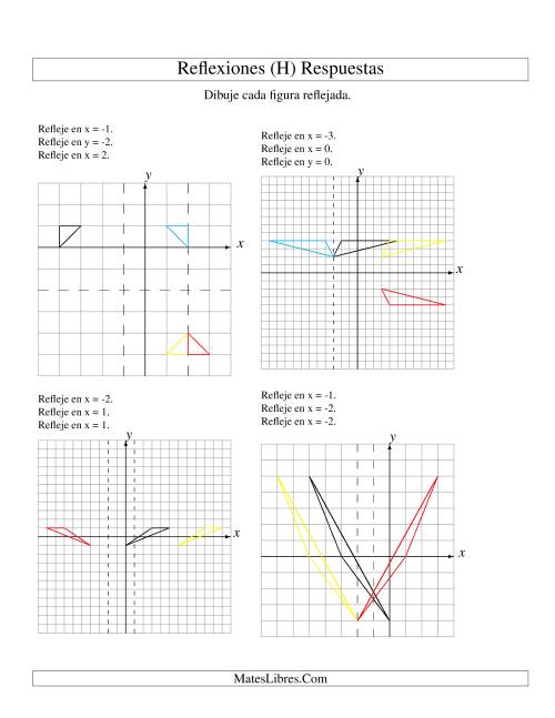 La hoja de ejercicios de Reflexión en Tres Pasos de 3 Vértices Sobre Varios Ejes (H) Página 2