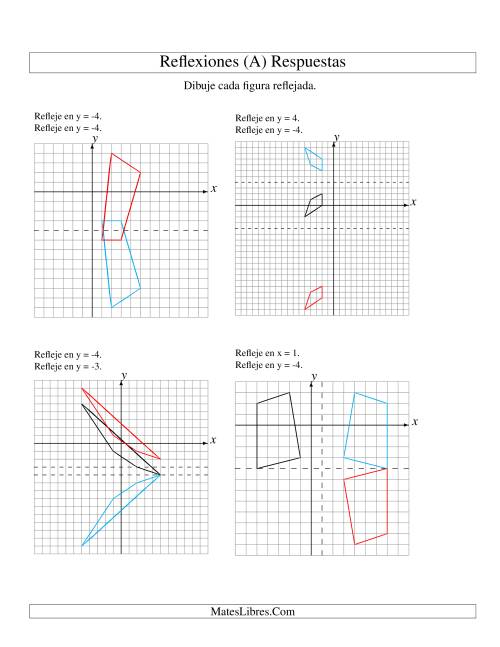 La hoja de ejercicios de Reflexión en Dos Pasos de 4 Vértices Sobre Varios Ejes (A) Página 2