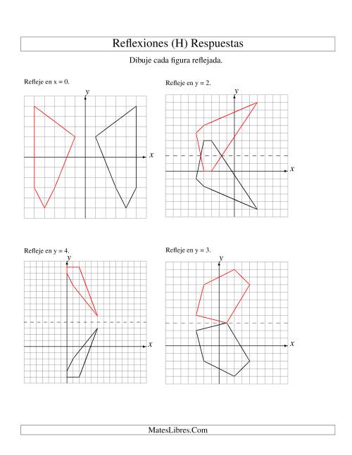 La hoja de ejercicios de Reflexión de 5 Vértices Sobre Varios Ejes (H) Página 2