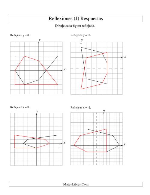 La hoja de ejercicios de Reflexión de 5 Vértices Sobre Varios Ejes (J) Página 2