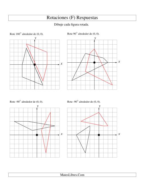 La hoja de ejercicios de Rotación de 4 Vértices Alrededor del Origen (F) Página 2