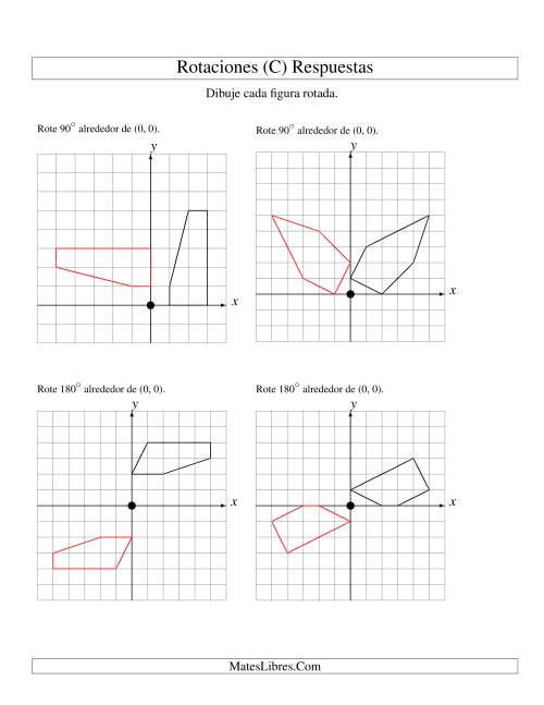 La hoja de ejercicios de Rotación de 5 Vértices Alrededor del Origen, Comenzando en el Primer Cuadrante (C) Página 2