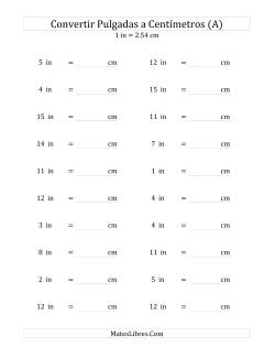 Convertir Pulgadas Enteras a Centímetros