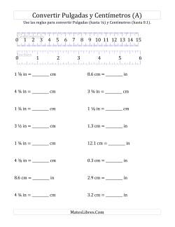 Convertir Entre Pulgadas y Centímetros con una Regla
