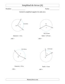 Calcular la Amplitud de un Arco a partir del Radio o el Diámetro