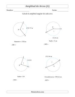 Calcular la Amplitud de un Arco a partir del Radio, el Diámetro o la Circunferencia