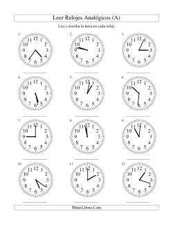 Leer la Hora en un Reloj Analógico en Intervalos de 1 Minuto