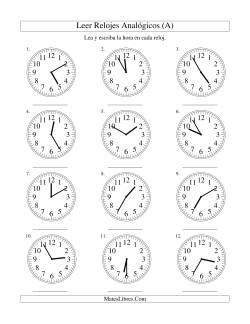 Leer la Hora en un Reloj Analógico en Intervalos de 5 Minutos