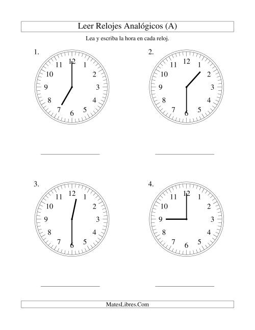 Leer la Hora en un Reloj Analógico en Intervalos de 30 ...