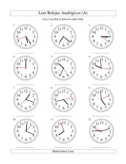 Leer la Hora en un Reloj Analógico en Intervalos de 1 Segundo