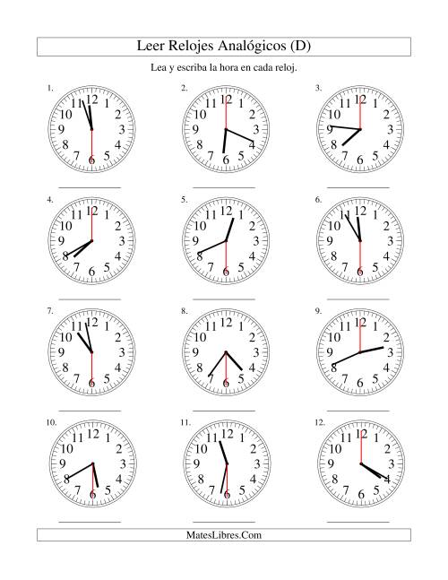 Leer la Hora en un Reloj Analógico en Intervalos de 30 ...